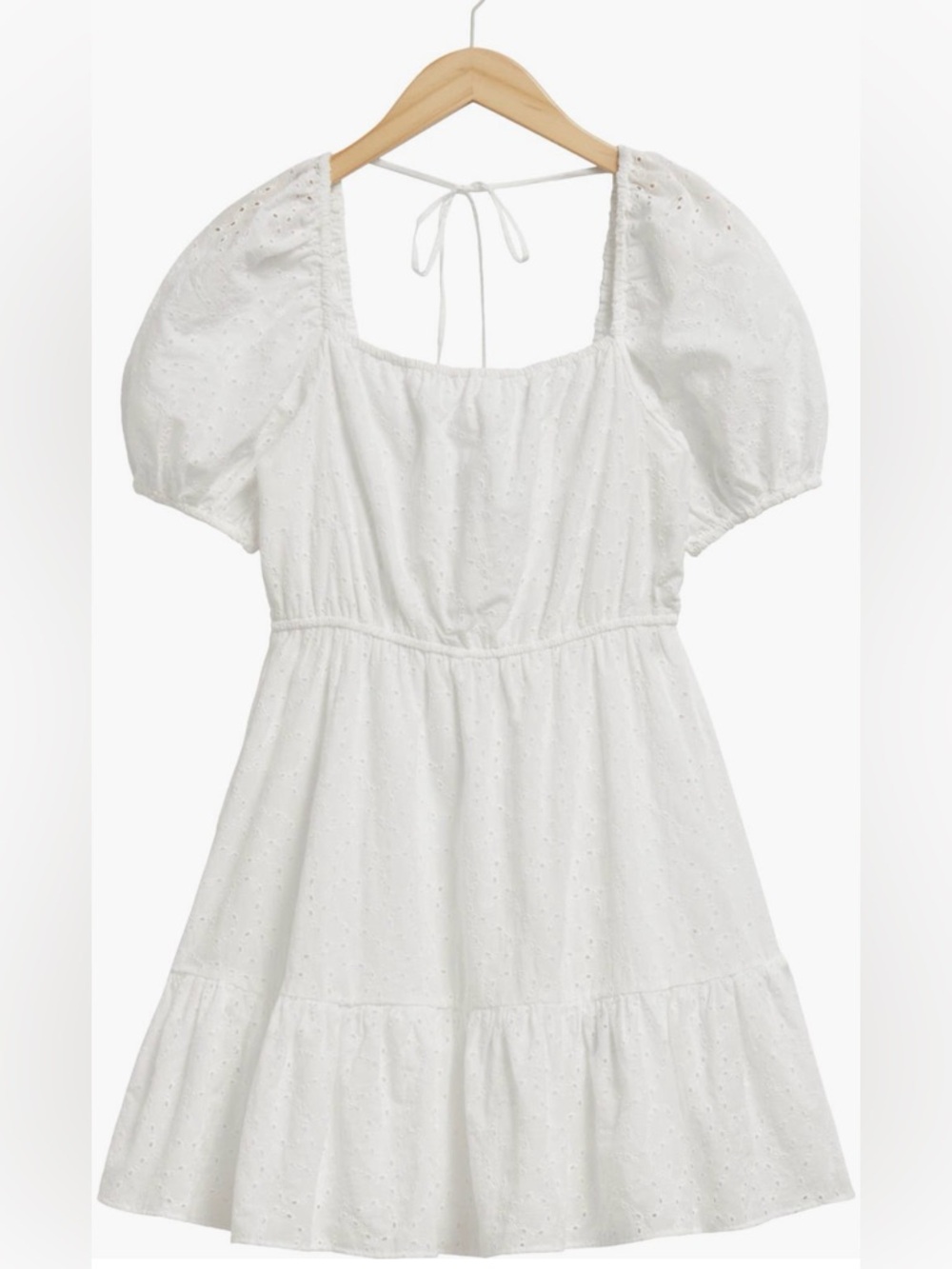 & Other Stories White Eyelet Organic Cotton Puff-Sleeve Dress